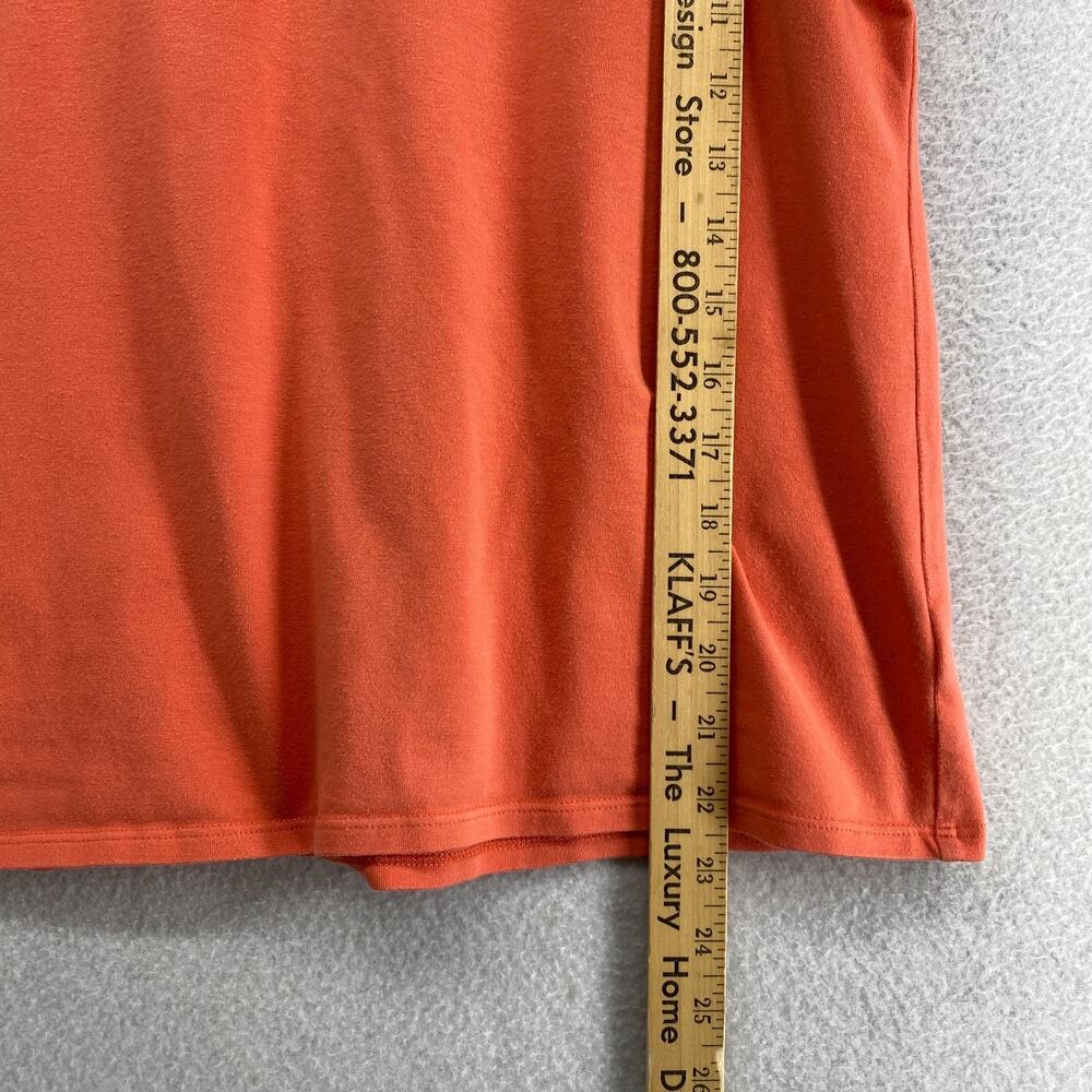 EILEEN FISHER Top M Stretch Organic Cotton Jersey Short Sleeve Basic Orange USA - Picture 9 of 10